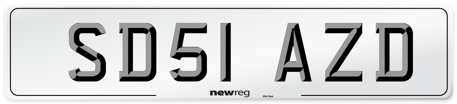 SD51 AZD Number Plate from New Reg
